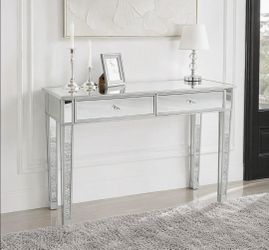 House of Hampton Mirrored Vanity Table – 41″, 2 Drawers