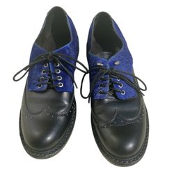 Rag & Bone Black Leather Oxford Shoes Eu 39.5 Us 9.5 Cow Belly Blue