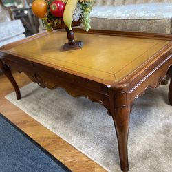 Rectangle Leather Top Coffee Table 