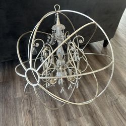 Beautiful Cage Sphere Crystal Silver Chandelier 