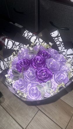 Ribbon roses bouquet