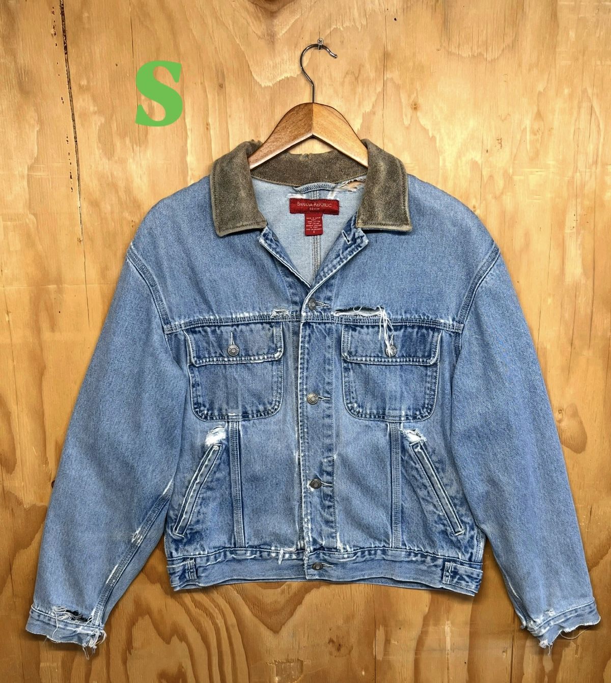1990 Banana Republic Distressed Denim Trucker Jacket