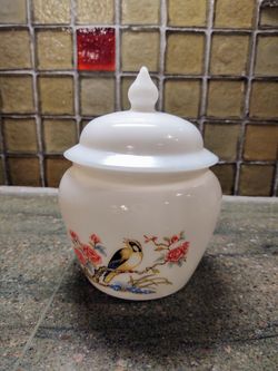 Vintage Milk Glass Ginger Jar