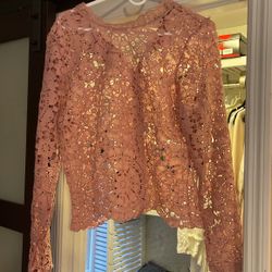 Pink Lace Zip Up Shirt