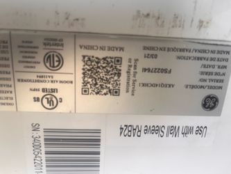 GE a/c wall unit