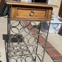 Wine Rack Table With Drawer