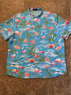 SSLR Tropical Hawaiian Flamingo Button Down Shirt Mens Size XXL 2XL