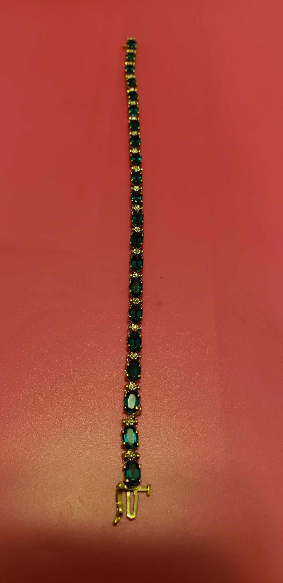 10k solid gold emerald stone bracelet