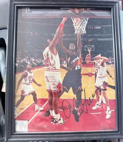 A.C. Green Autographed 8x10 Photo – Phoenix Suns vs Chicago Bulls – Framed