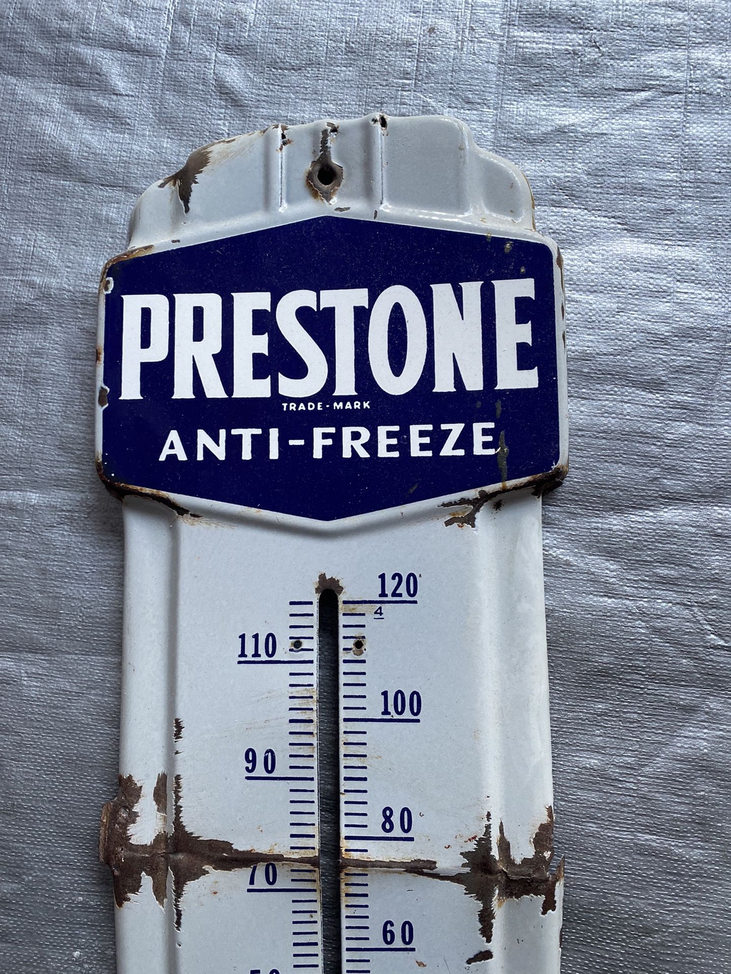 VINTAGE ADVERTISING PRESTONE PORCELAIN GARAGE SHOP STORE