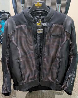 Cortech Vader Leather/Mesh Armored Motorcycle Jacket – Men’s Large