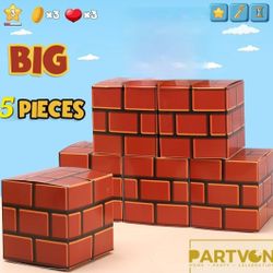5 Pieces Video Game Brick Boxes 11.8 x 11.8 Inch Party Favor Boxes Brick Box Party Supplies for Video Game Theme Party Decorations