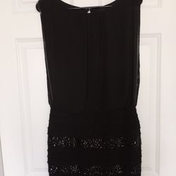 AIDEN MATTOX  size 0 Black Sequined Mini Sheer Cocktail DRESS