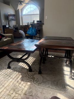 Wood and Metal Coffee  and End Tables