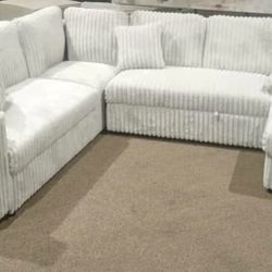 USHAPE corduroy sleeper SECTIONAL 🤍🤍🤍