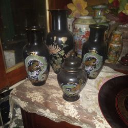 4 Oriental Vases Excellent Shape .all For One Price