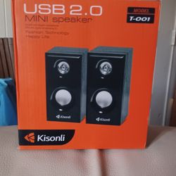 Kisonli USB Mini Speakers Wooden For Computer Or Laptop Deep Bass Loud And Clear