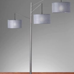Wellington Arc Lamp Silver - Adesso: Modern Multi-Head Adjustable, ETL Listed, Metal Body with Linen Shade