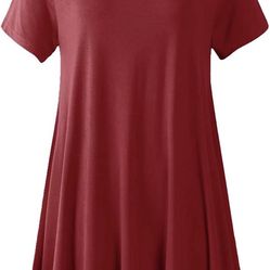 LARACE Womens Swing Tunic Tops Loose Fit Comfy Flattering T Shirt(5X, Poinsettia)