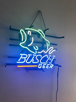 Busch Beer Neon Sign with Fish