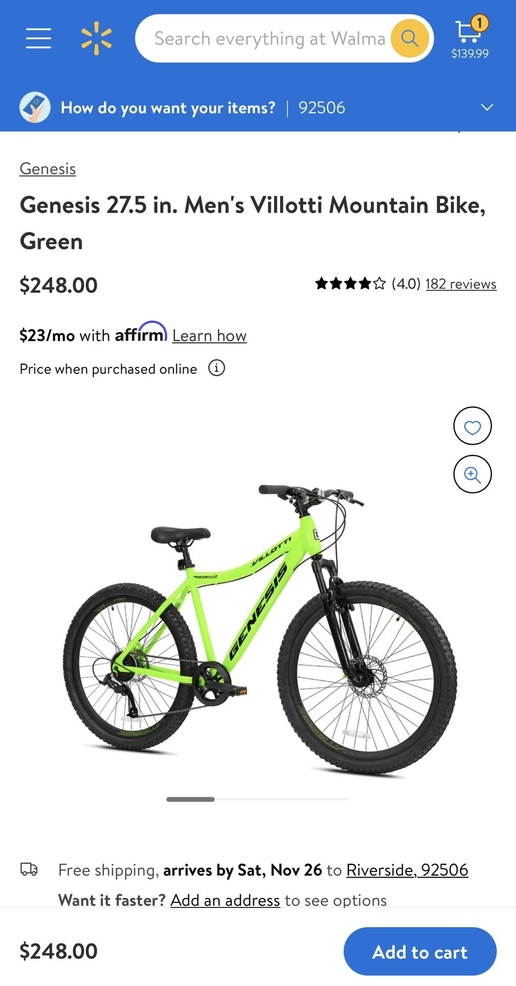 Genesis 27.5 in. Men s Villotti Mountain Bike Green for Sale in Fontana CA OfferUp