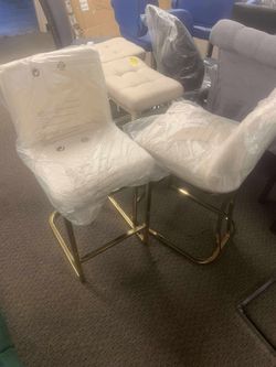 【Set of 2】Modern Counter Height Bar Stools Set of 2, 24inch Woven Faux Leather Upholstered Counter Stools for Kitchen Counter Island Beige woven Leath