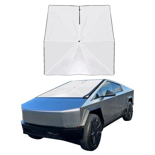 UPFOX Car Windshield Sun Shade for Tesla Cybertruck [2024 Upgrade]-Foldable Windshield Sun Shade 71 * 60-Reflects UV Automotive Interior Sun Protectio
