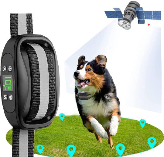 BHCEY GPS Wireless Dog Fence, Electric Dog Fence Pet Containment System, Large Signal Range Up to 6560Ft, Portable GPS Dog Boundary Training Collar fo