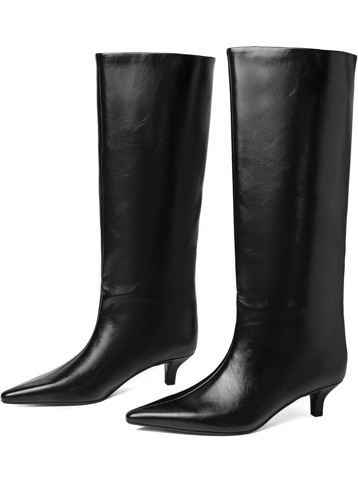 Women’s  knee-high boots with kitten heel (Black)
