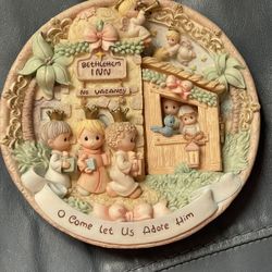 Precious Moments 290726L Nativity Hinged Door Sculpted Plate Enesco 1998