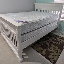 Full Size Bedroom Set (Solid Wood Bed, Mattress, Box Spring, 2 Night Stands)