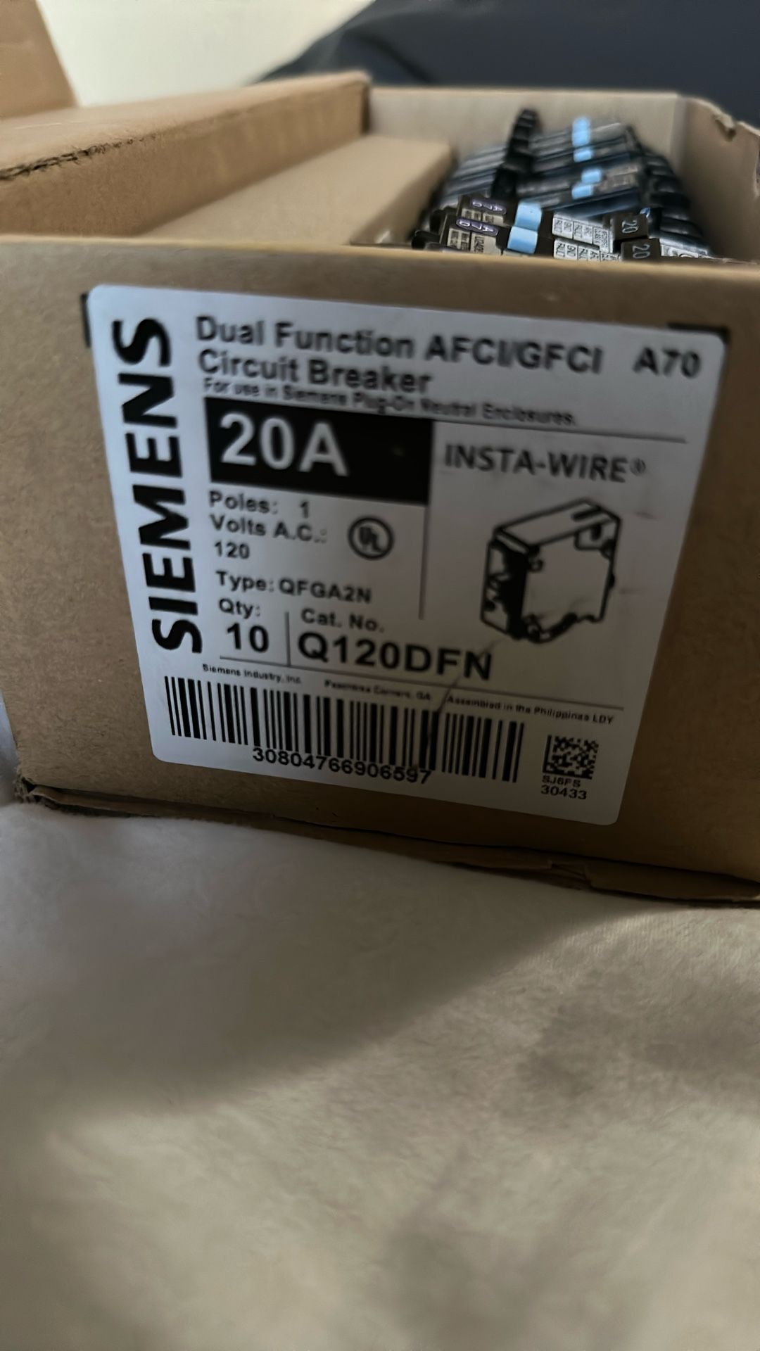 Siemens 20A AFCI/GFCI Breaker Q120DFN
