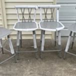 New, Price Firm, Set of 4, Becket Metal X Back Dining Chairs, Gray- Project 62