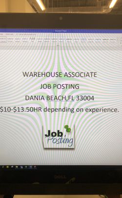 WAREHOUSE ASSOCIATE JOB POSTING