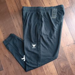 XXL Under Armour Project Rock Men's Terry Jogger Pants Black White