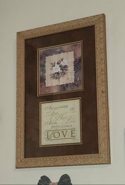 VINTAGE SIGNED ARTIST'S SEAL LENA LIU NUMBERED ORIGINAL PAINTING #1541 FLORAL FLOWER TILE GOLD FRAMED PICTURE