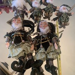 2 17” Katherine’s Collection Jesters With 4 Elves