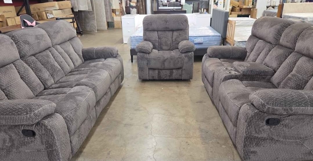 Dark brown microfiber 3-piece living room set