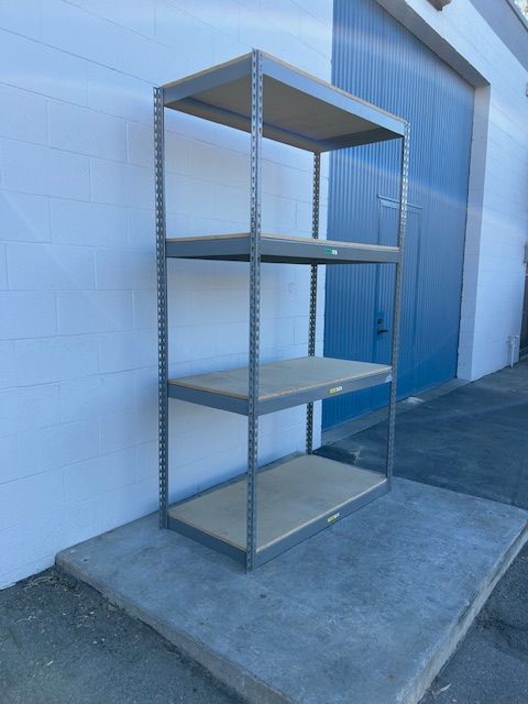 4 Tier Shelving 48 in W x 24 in D American Made Used Heavy Duty Steel Boltless Storage Rack Delivery Available