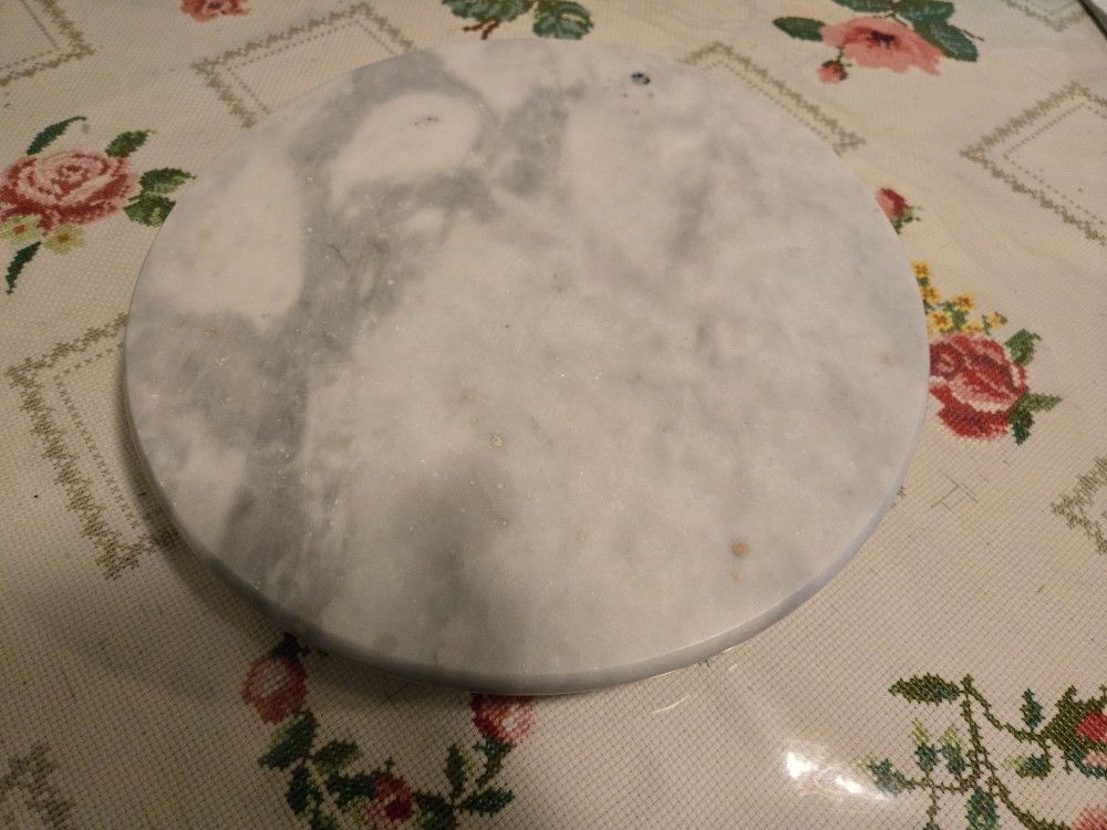 Lazy Susan Marble Turntable Curved Edge White & Gray - 12" Diameter