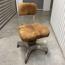 Art Deco Vintage Emeco Mid Century Modern Rolling Office Desk Chair Leather And Aluminum