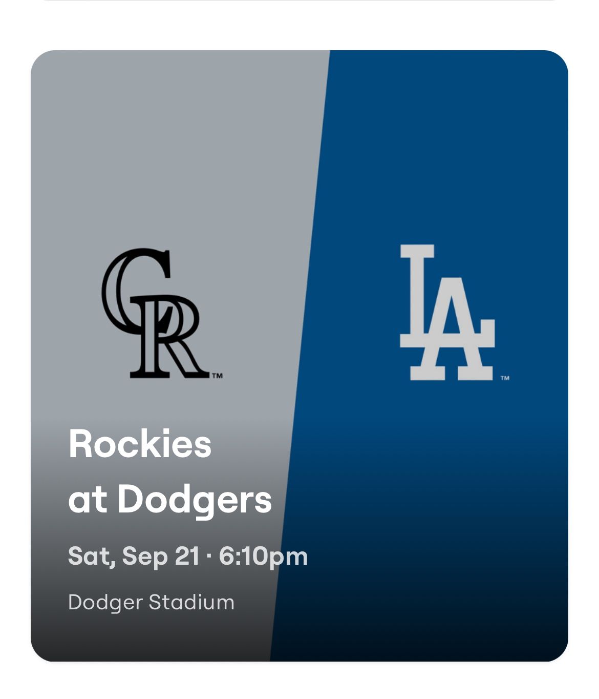 4 Tickets: LA Dodgers vs. Colorado Rockies