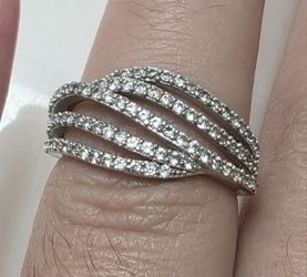 White Topaz Crossover Ring Size 6