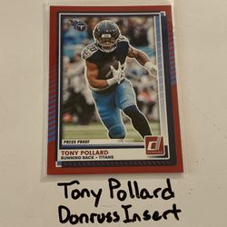 Tony Pollard Tennessee Titans RB Donruss Short Print Insert Card. 