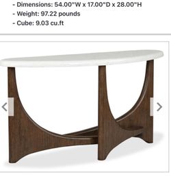 Sofa table with marble top