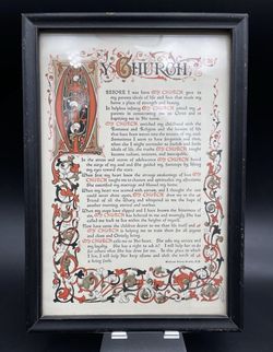 Vintage 9.5"  x  6.5" MY CHURCH 1961 William Henry Boddy Black Wood Frame