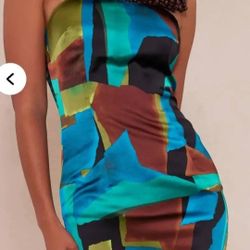 Multicolored Satin Maxi