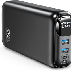 Portable Charger 50,000 mAh 22.5W Fast Charging LED Display USB-C Portable Cell Phone charg