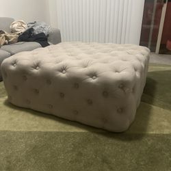 40 Inch Square Beige Ottoman 