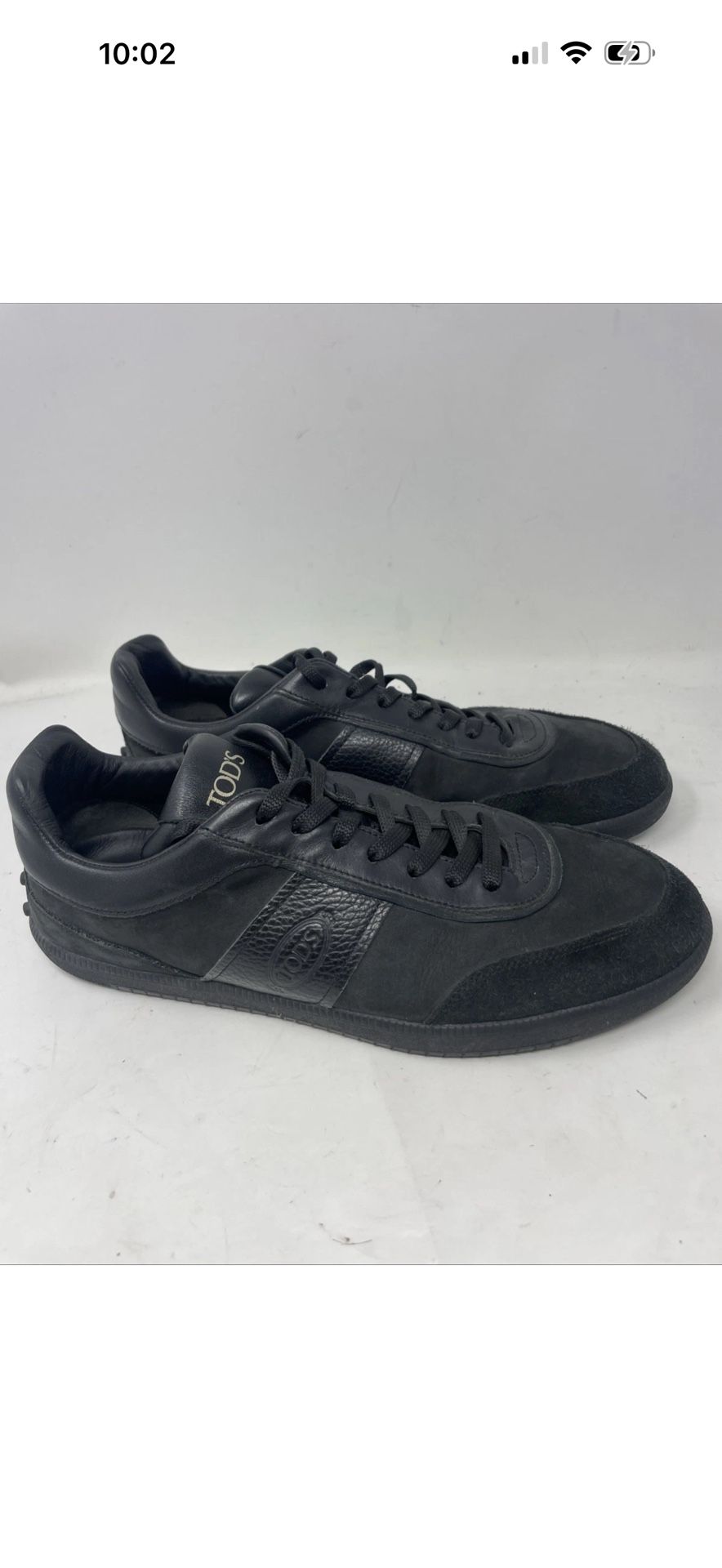 $775 Tod’s Men’s Classic Black Comfort Leather Tabs Sneakers Size 8